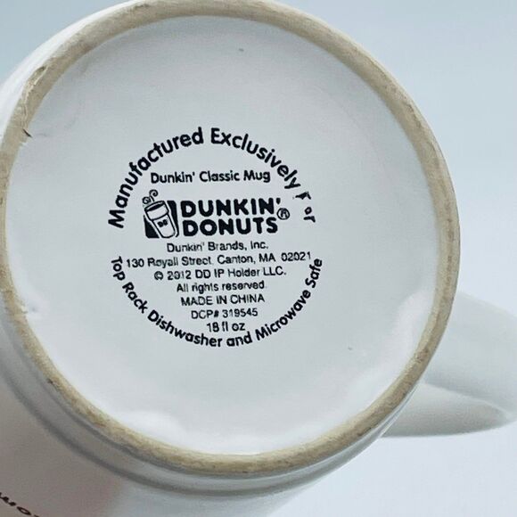 America Runs on Dunkin Donuts Tall Classic Ceramic Mug DD Iconic Symbols 18 oz. - Picture 6 of 10